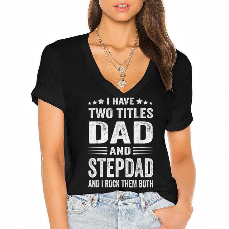 Best Dad And Stepdad  Cute Fathers Day Gift From Wife  V2 Women's Jersey Short Sleeve Deep V-Neck Tshirt