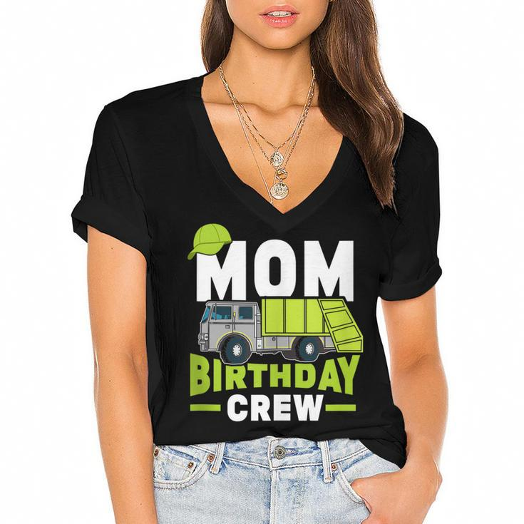 Birthday Party Mom Birthday Crew Garbage Truck  Women's Jersey Short Sleeve Deep V-Neck Tshirt