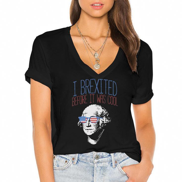 Brexit Before It Was Cool George Washington 4Th Of July Women's Jersey Short Sleeve Deep V-Neck Tshirt