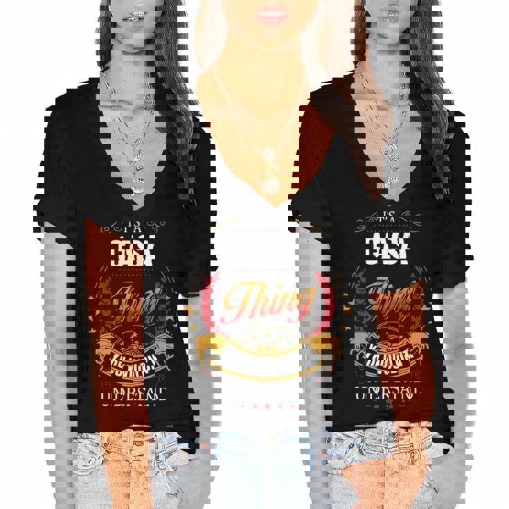 Casa Shirt Family Crest Casa T Shirt Casa Clothing Casa Tshirt Casa Tshirt Gifts For The Casa  Women's Jersey Short Sleeve Deep V-Neck Tshirt