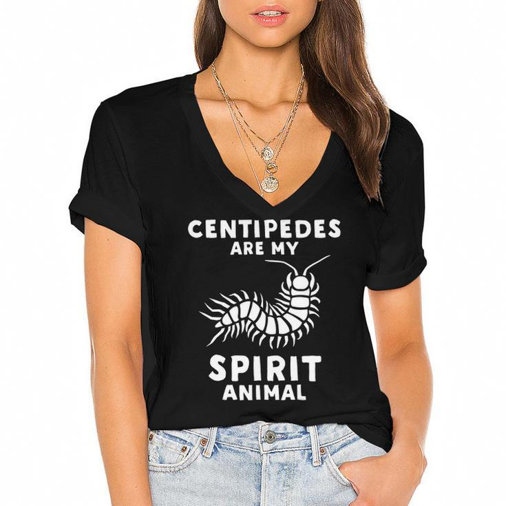 Centipedes Are My Spirit Animal - Funny Centipede Women's Jersey Short Sleeve Deep V-Neck Tshirt