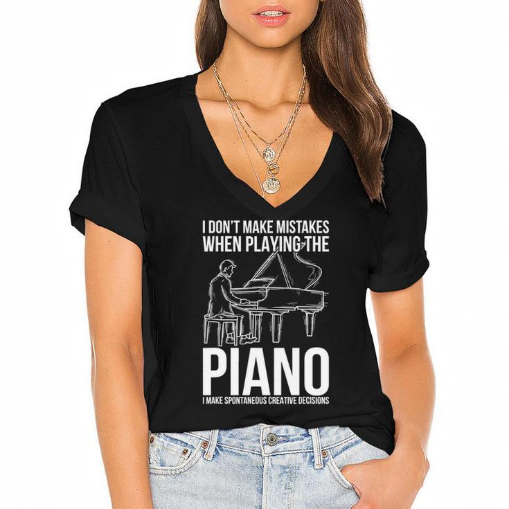 Classical Music Pianist Piano Musician Gift Piano Women's Jersey Short Sleeve Deep V-Neck Tshirt