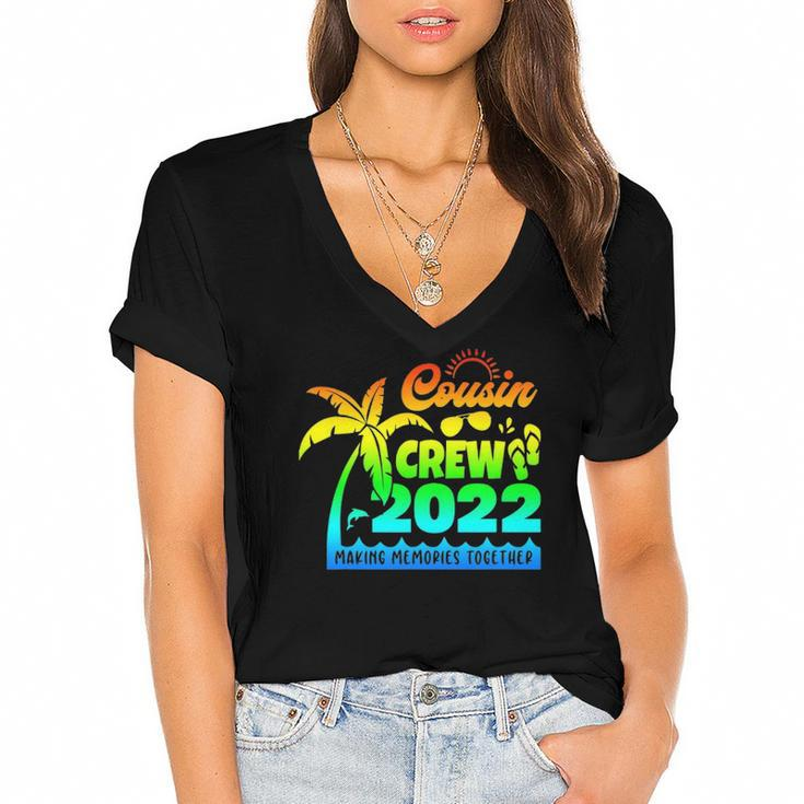 Cousin Crew 2022 Family Reunion Making Memories Together Women's Jersey Short Sleeve Deep V-Neck Tshirt