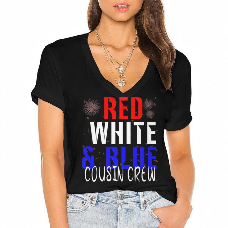 Cousin Crew 4Th Of July Funny Family Vacation Group   Women's Jersey Short Sleeve Deep V-Neck Tshirt