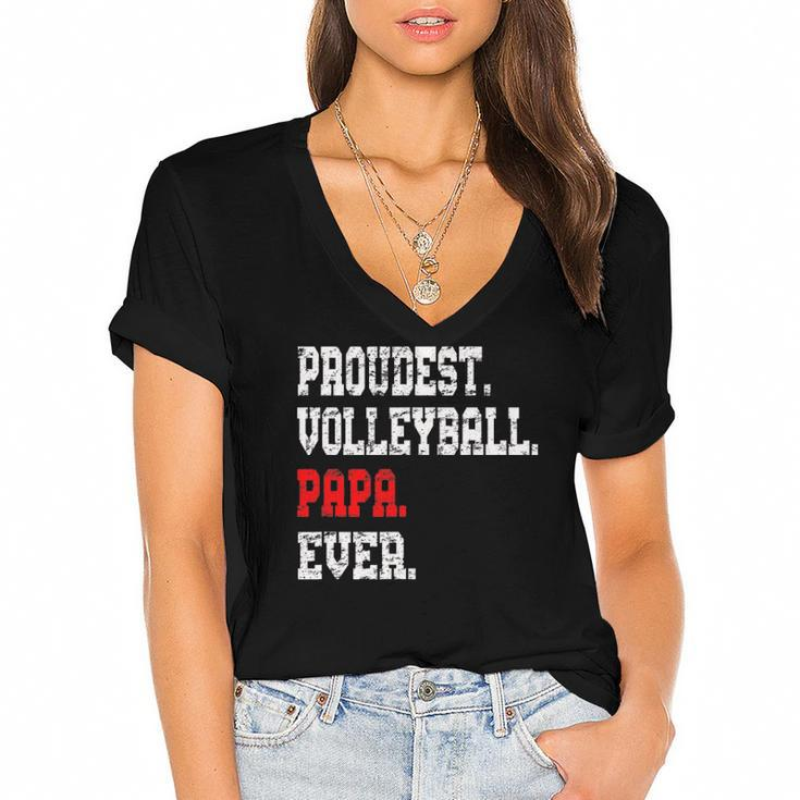 Custom Volleyball Papabest Papa Ever Gift Women's Jersey Short Sleeve Deep V-Neck Tshirt