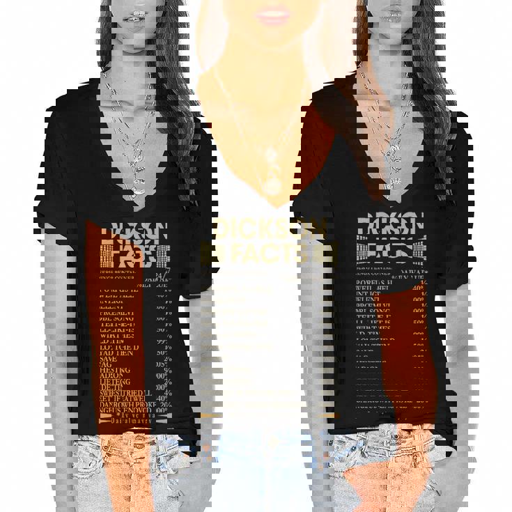 Dickson Name Gift   Dickson Facts Women's Jersey Short Sleeve Deep V-Neck Tshirt