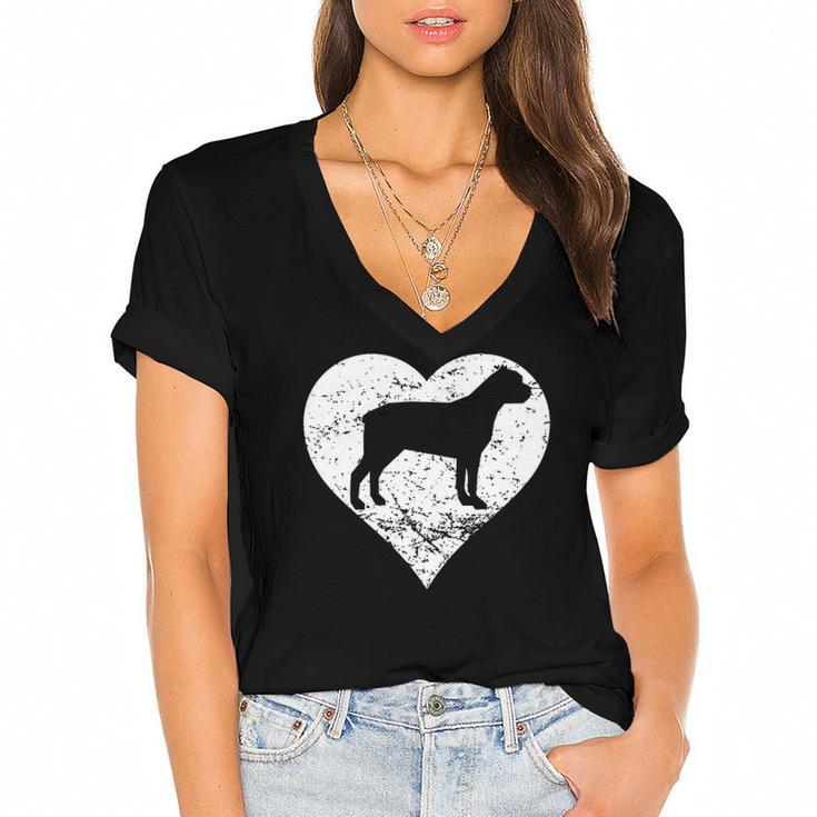 Distressed Cane Corso Heart Dog Owner Graphic  Women's Jersey Short Sleeve Deep V-Neck Tshirt