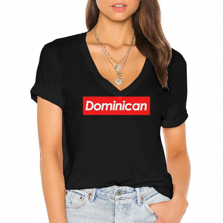 Dominican Souvenir For Dominicans Living Outside The Country Women's Jersey Short Sleeve Deep V-Neck Tshirt