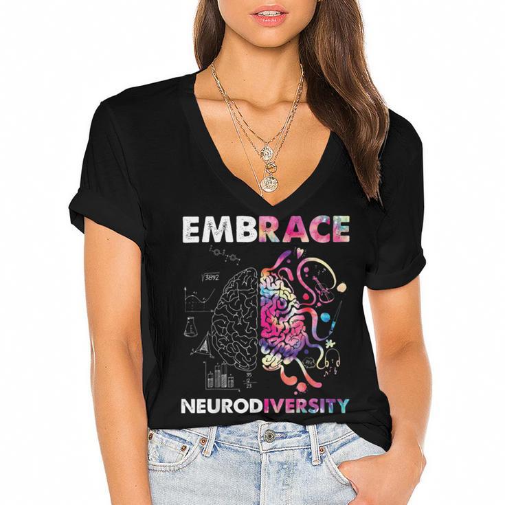 Embrace Neurodiversity Funny V4 Women's Jersey Short Sleeve Deep V-Neck Tshirt