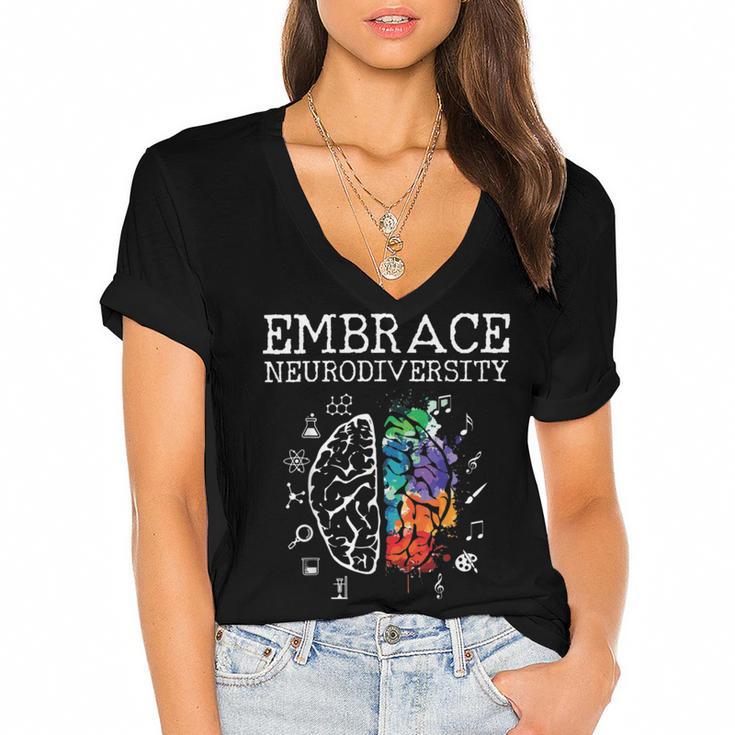 Embrace Neurodiversity Funny V5 Women's Jersey Short Sleeve Deep V-Neck Tshirt