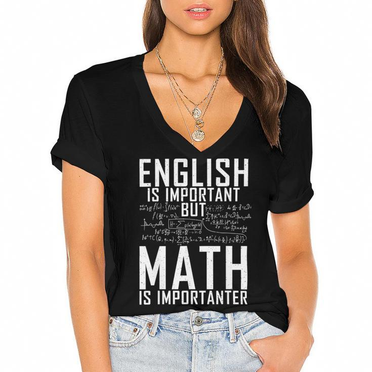 English Is Important But Math Is Importanter  Women's Jersey Short Sleeve Deep V-Neck Tshirt