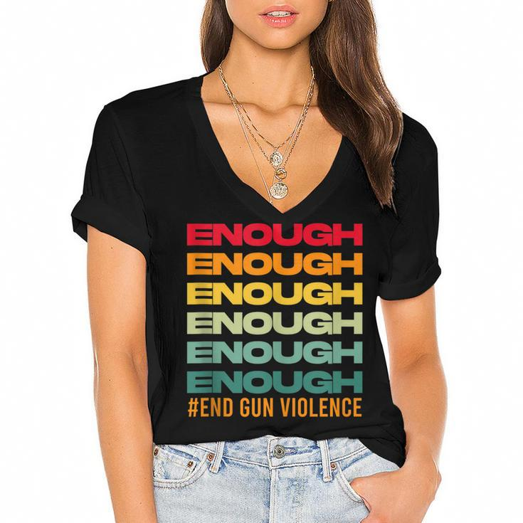 Enough End Gun Violence Awareness Day Wear Orange  Women's Jersey Short Sleeve Deep V-Neck Tshirt