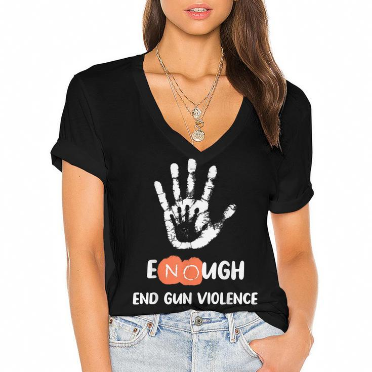 Enough End Gun Violence No Gun Anti Violence No Gun  Women's Jersey Short Sleeve Deep V-Neck Tshirt