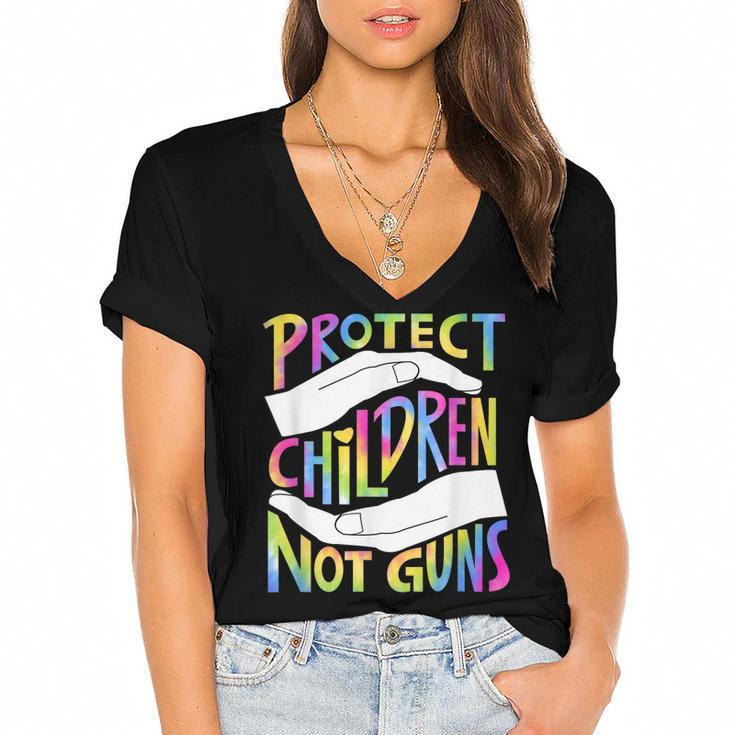 Enough End Gun Violence Stop Gun Protect Children Not Guns  Women's Jersey Short Sleeve Deep V-Neck Tshirt