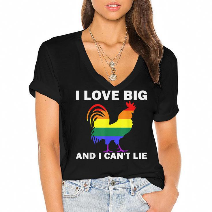 Equality Gay Pride 2022 Rainbow Lgbtq Flag Love Is Love Wins  Women's Jersey Short Sleeve Deep V-Neck Tshirt