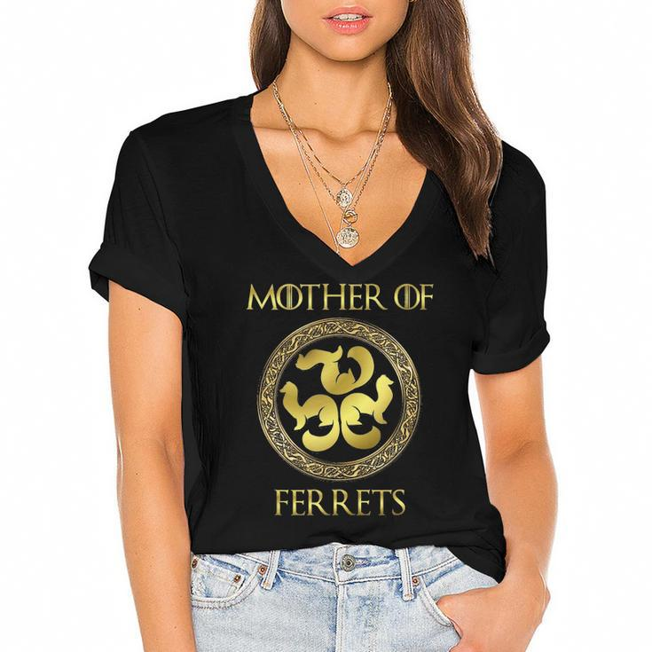 Ferret Mom Mother Of Ferrets Best Pet Women's Jersey Short Sleeve Deep V-Neck Tshirt