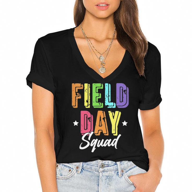 Field Day 2022 Field Squad Kids Boys Girls Students  Women's Jersey Short Sleeve Deep V-Neck Tshirt