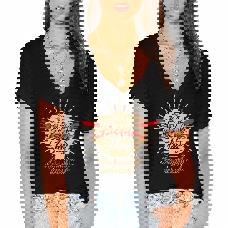 Fields T Shirt Gifts For Fields  Women's Jersey Short Sleeve Deep V-Neck Tshirt