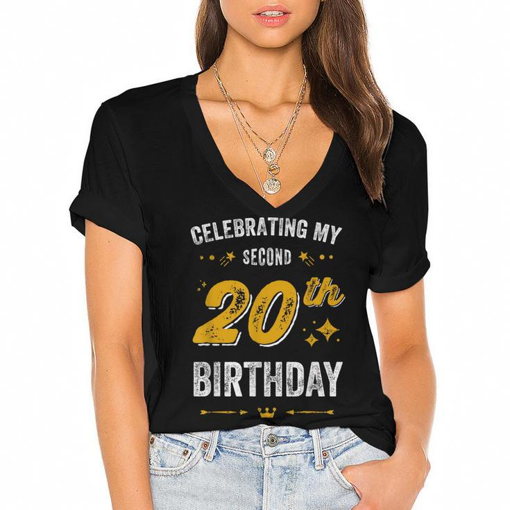 Funny 40Th Birthday Celebrating My Second 20Th Birthday  Women's Jersey Short Sleeve Deep V-Neck Tshirt