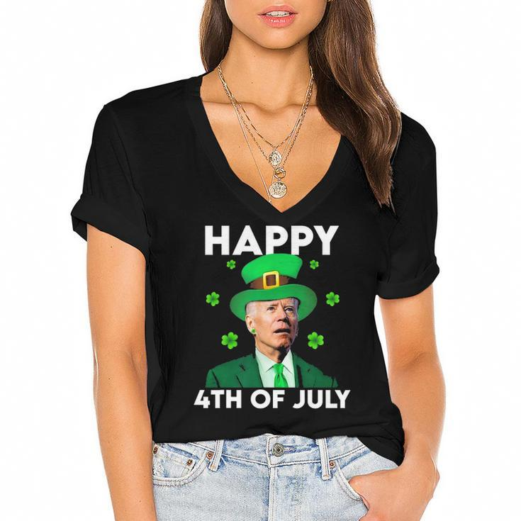 Funny Joe Biden Happy 4Th Of July St Patricks Day Women's Jersey Short Sleeve Deep V-Neck Tshirt