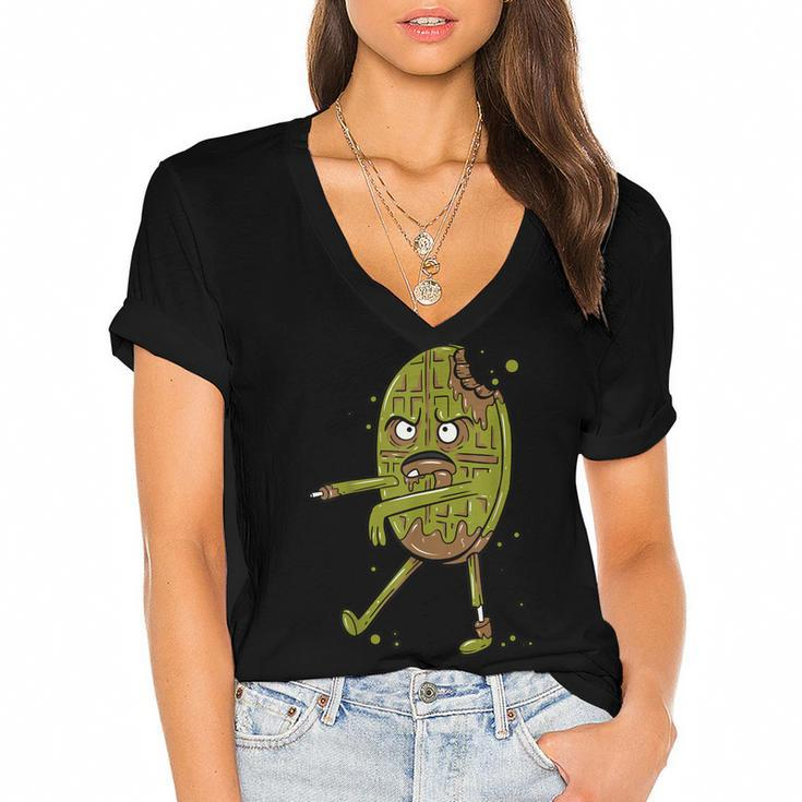 Funny Monster Zombie Cookie Scary Halloween Costume 2020  Women's Jersey Short Sleeve Deep V-Neck Tshirt