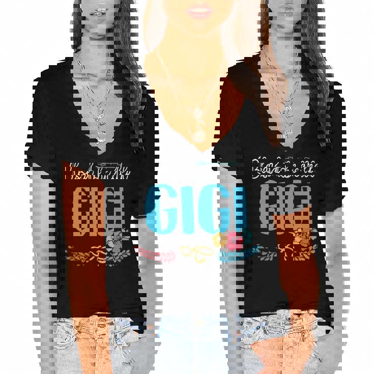 Gigi Grandma Gift   Blessed To Be Called Gigi Women's Jersey Short Sleeve Deep V-Neck Tshirt