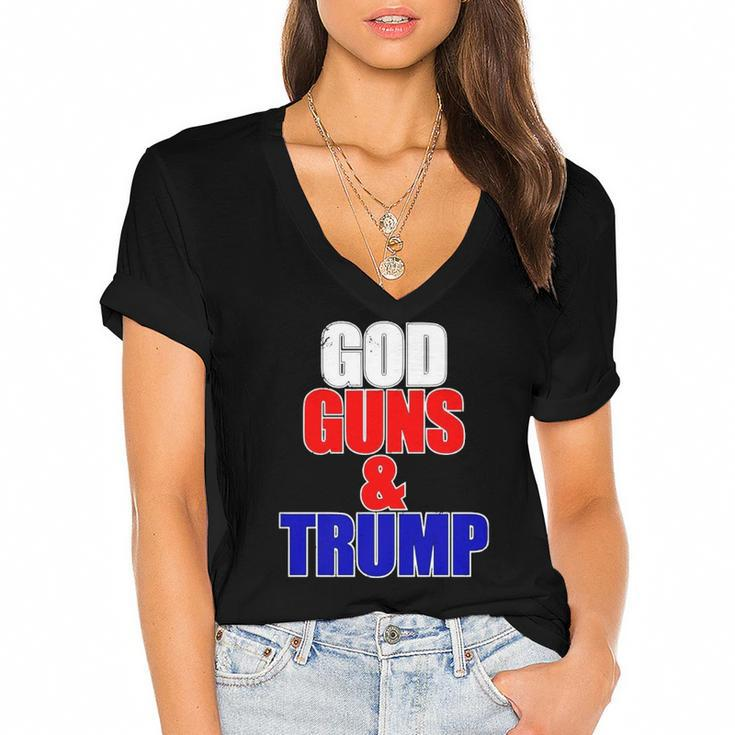 God Gun & Trump Vintage Christian Women's Jersey Short Sleeve Deep V-Neck Tshirt