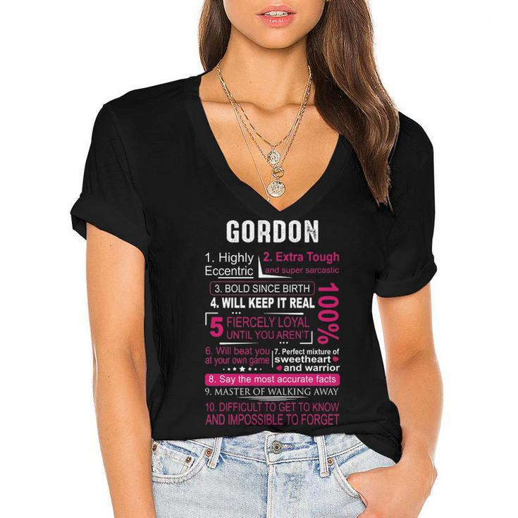 Gordon Name Gift   Gordon Name Women's Jersey Short Sleeve Deep V-Neck Tshirt