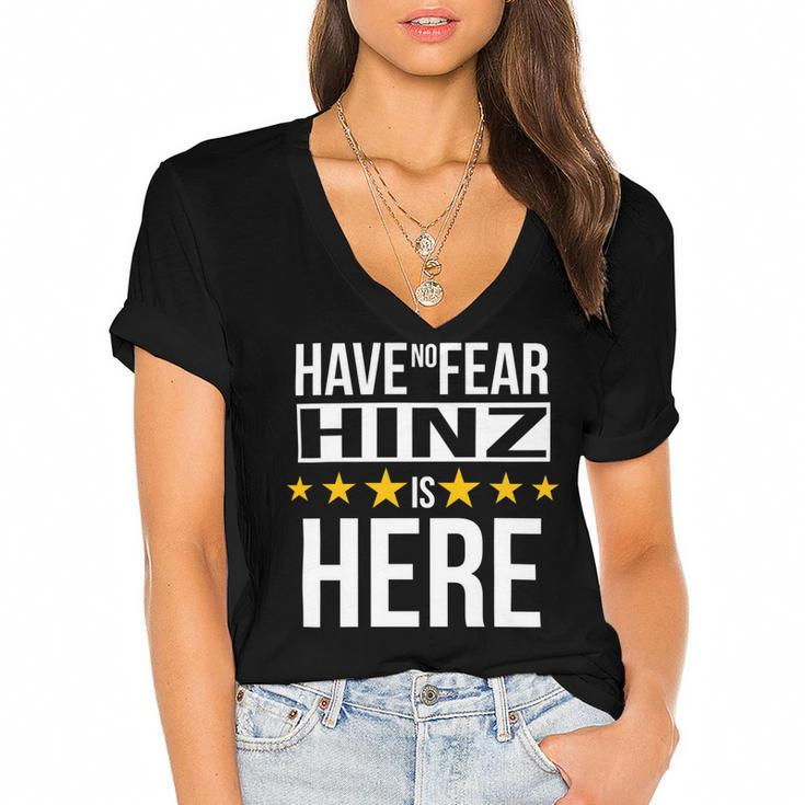 Have No Fear Hinz Is Here Name Women's Jersey Short Sleeve Deep V-Neck Tshirt