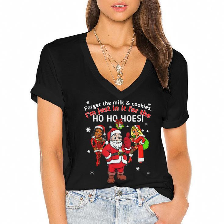I Do It For The Hos Santa Funny Inappropriate Christmas Men  Women's Jersey Short Sleeve Deep V-Neck Tshirt