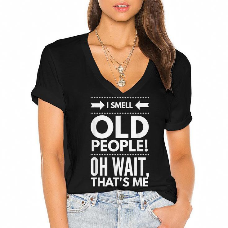 I Smell Old People Fifty 50Th Birthday Gag Joke Father Gift  Women's Jersey Short Sleeve Deep V-Neck Tshirt