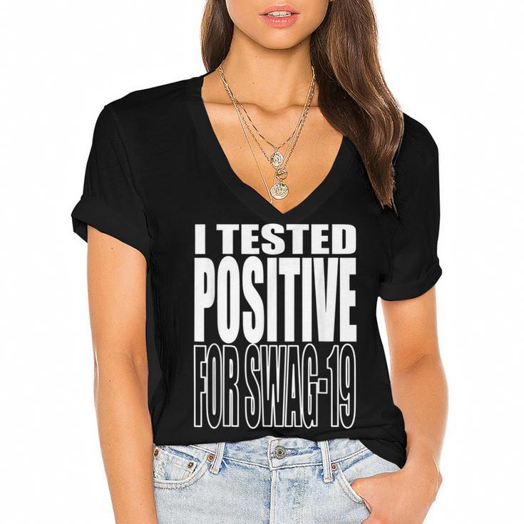 I Tested Positive For Swag-19  Women's Jersey Short Sleeve Deep V-Neck Tshirt