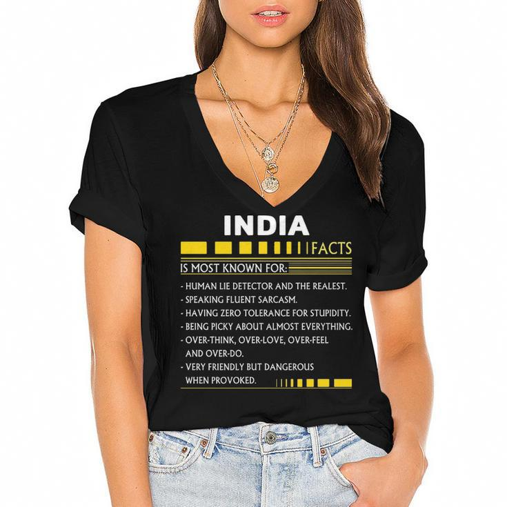 India Name Gift   India Facts Women's Jersey Short Sleeve Deep V-Neck Tshirt
