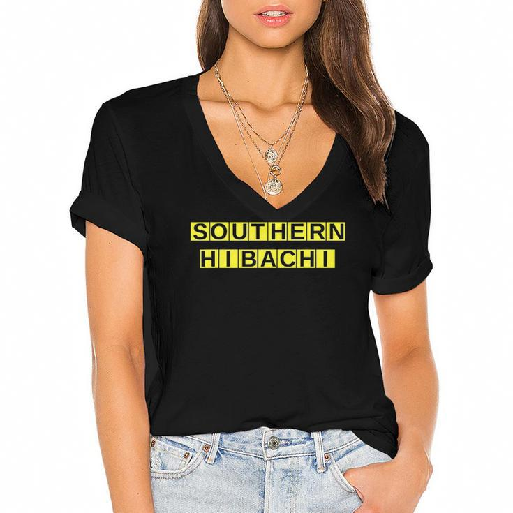 Its Just Southern Hibachi Clever Waffle Joke Women's Jersey Short Sleeve Deep V-Neck Tshirt