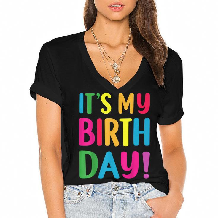 Its My Birthday  For Ns Birthday Gift  Women's Jersey Short Sleeve Deep V-Neck Tshirt