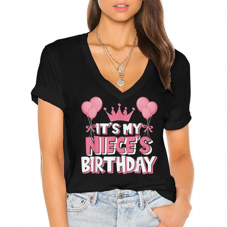 Its My Nieces Birthday Celebration  Women's Jersey Short Sleeve Deep V-Neck Tshirt