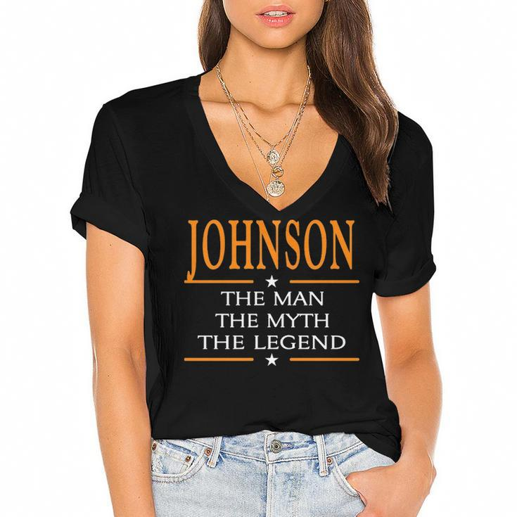 Johnson Name Gift   Johnson The Man The Myth The Legend Women's Jersey Short Sleeve Deep V-Neck Tshirt