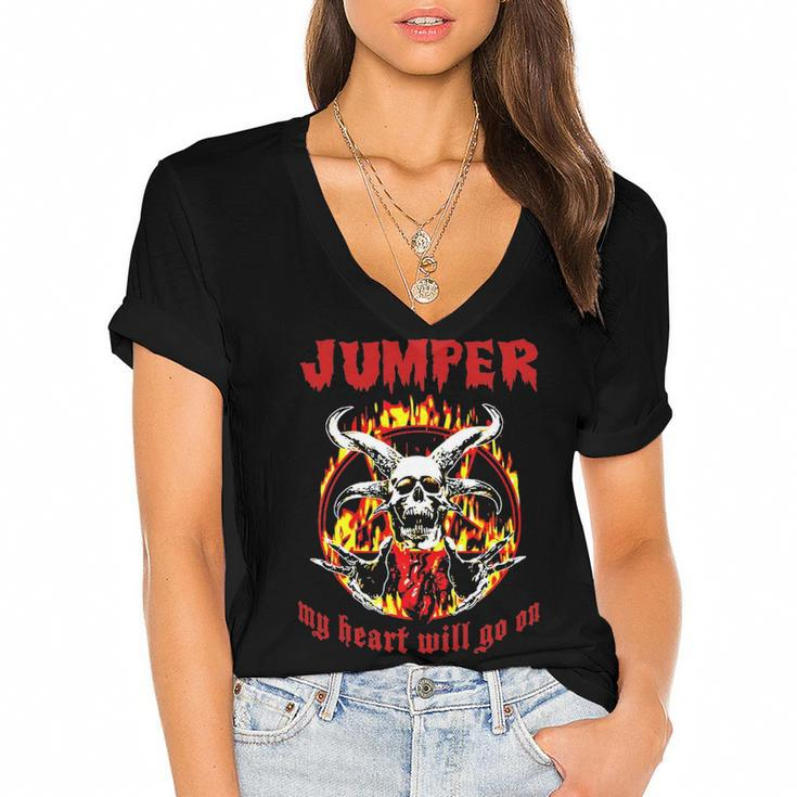 Jumper Name Gift   Jumper Name Halloween Gift Women's Jersey Short Sleeve Deep V-Neck Tshirt