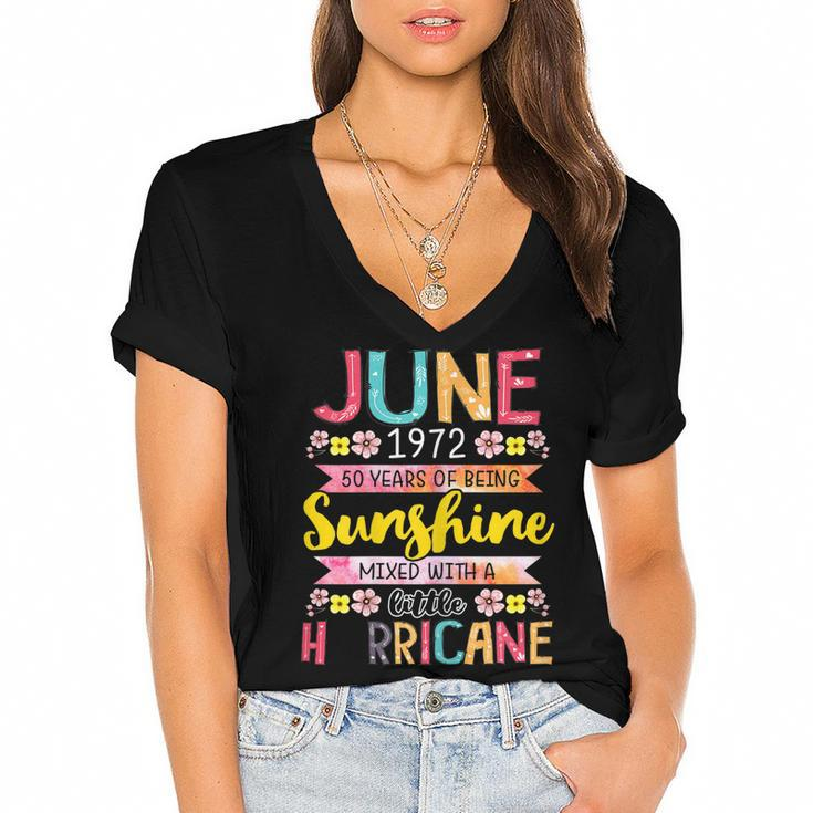 June Girl 1972 50 Birthday 50 Year Awesome Since 1972  Women's Jersey Short Sleeve Deep V-Neck Tshirt