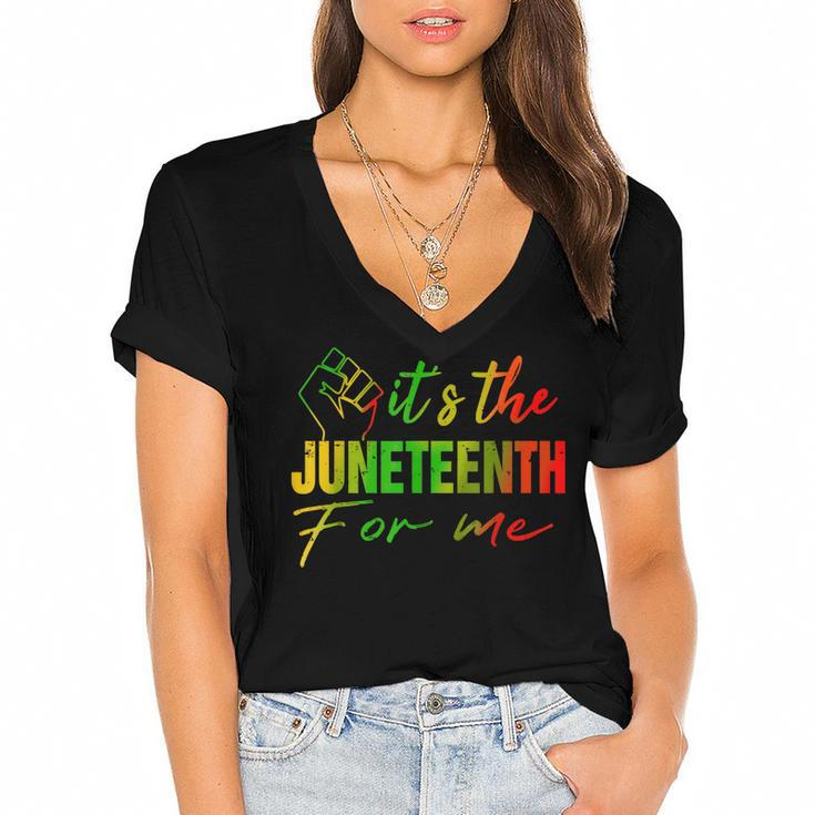 Junenth  Its The Junenth For Me Junenth 1865  Women's Jersey Short Sleeve Deep V-Neck Tshirt