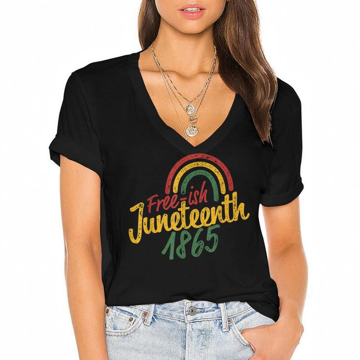 Junenth  Women Free-Ish 1865 Kids Mens Junenth  Women's Jersey Short Sleeve Deep V-Neck Tshirt