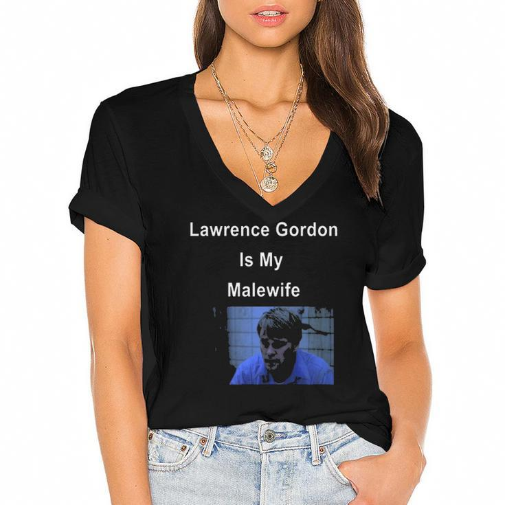 Lawrence Gordon Is My Malewife Women's Jersey Short Sleeve Deep V-Neck Tshirt