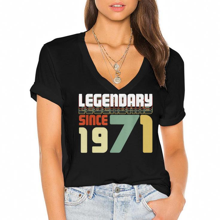 Legendary Since 1971 50Th Birthday Gift Fifty Anniversary  Women's Jersey Short Sleeve Deep V-Neck Tshirt