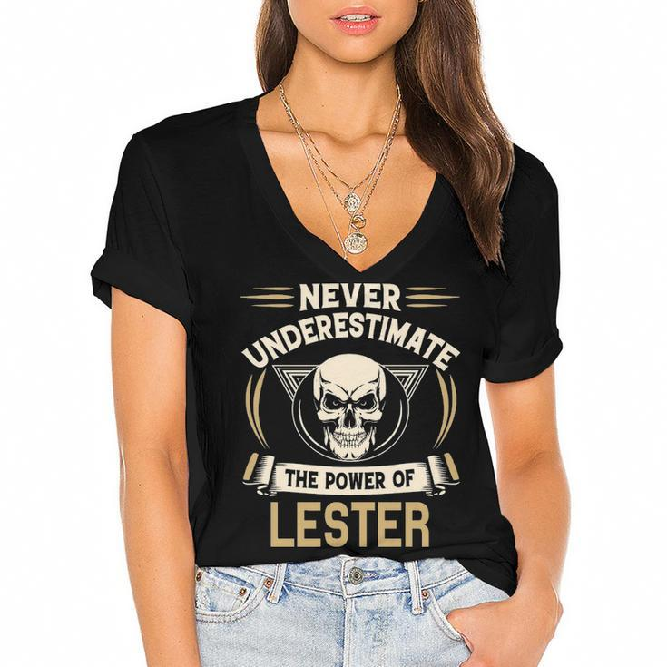Lester Name Gift   Never Underestimate The Power Of Lester Women's Jersey Short Sleeve Deep V-Neck Tshirt