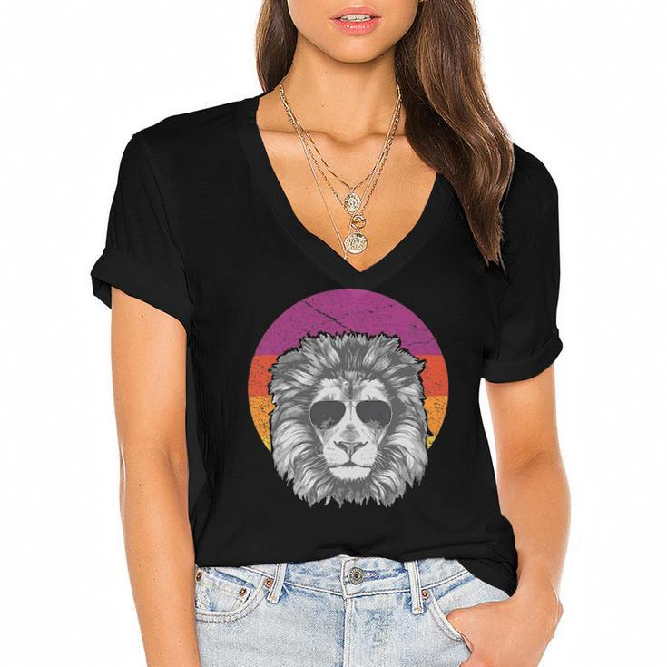 Lion Lover Gifts Lion Graphic Tees For Women Cool Lion Mens Women's Jersey Short Sleeve Deep V-Neck Tshirt