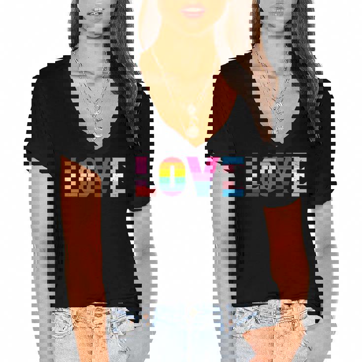 Love Lgbt Pride Ally Lesbian Gay Bisexual Transgender Ally Women's Jersey Short Sleeve Deep V-Neck Tshirt