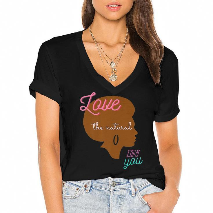 Love The Natural In You  Women's Jersey Short Sleeve Deep V-Neck Tshirt