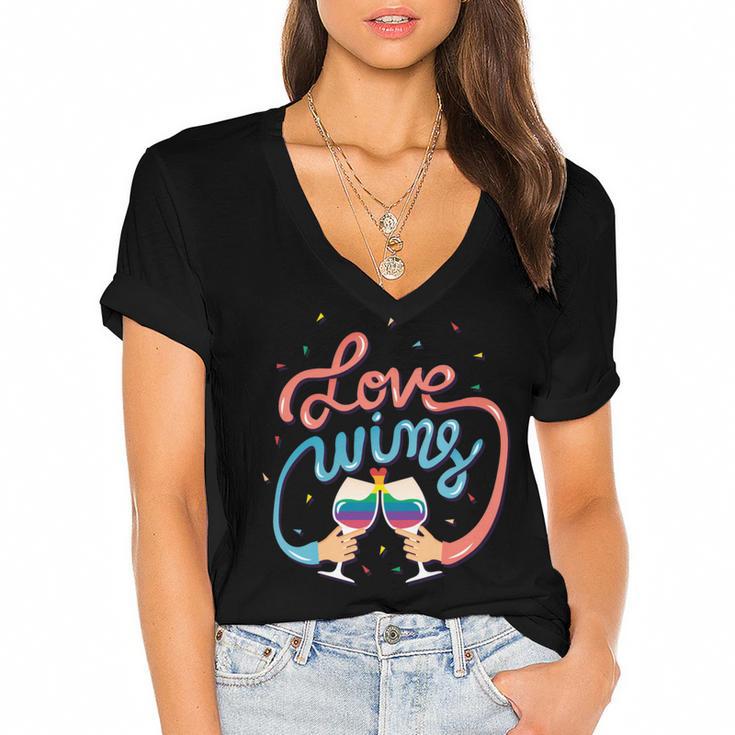 Love Wins  389 Trending Shirt Women's Jersey Short Sleeve Deep V-Neck Tshirt