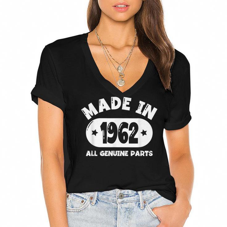 Made In 1962 60Th Birthday Gifts Women All Original Parts  Women's Jersey Short Sleeve Deep V-Neck Tshirt