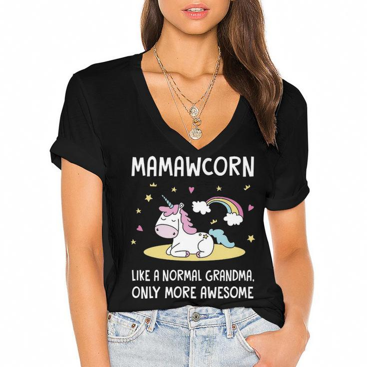 Mamaw Grandma Gift   Mamaw Unicorn Women's Jersey Short Sleeve Deep V-Neck Tshirt